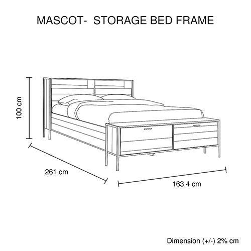 Mascot Queen Bed Base with Storage Oak - Bedzy Australia