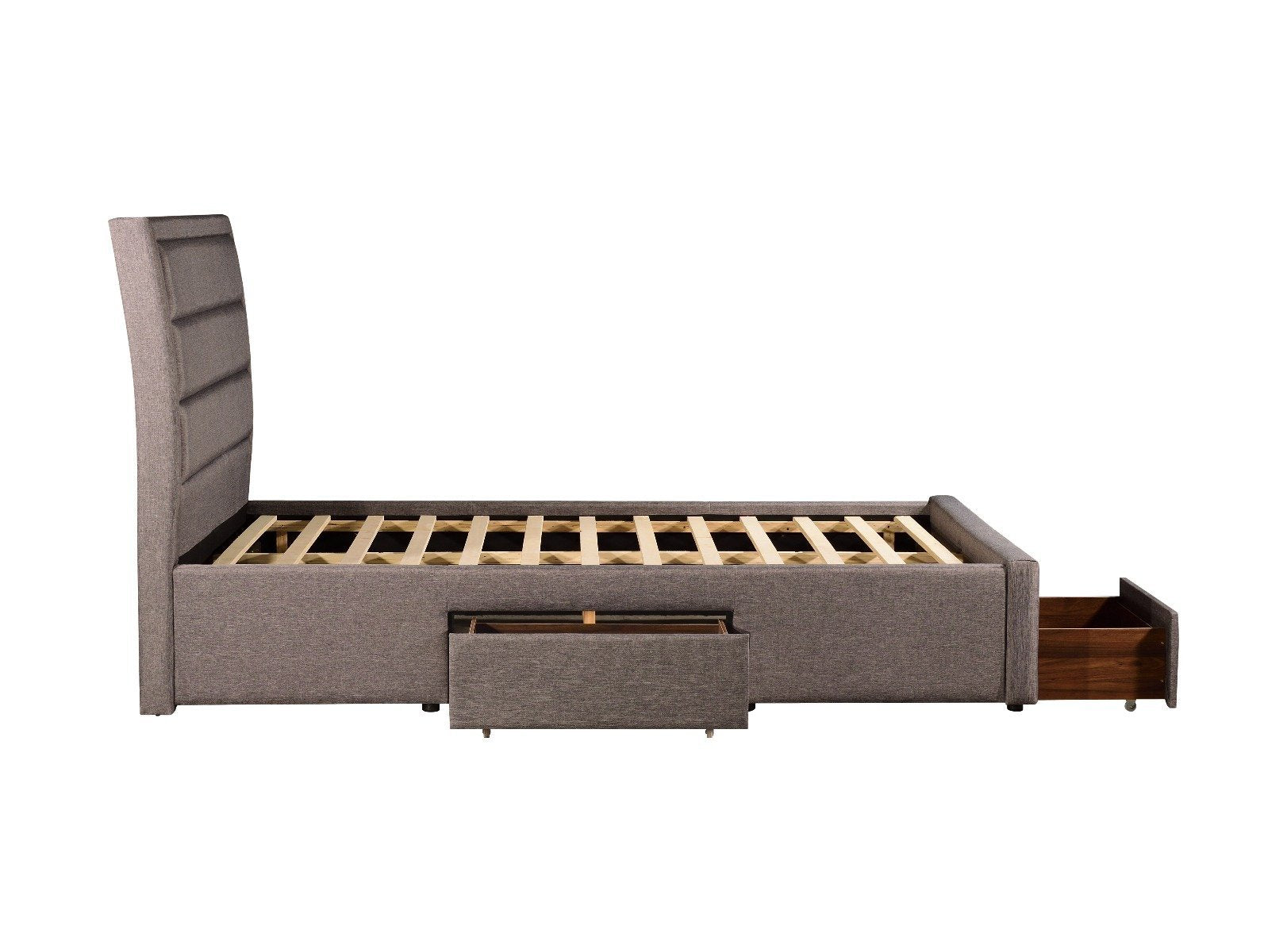 Megan Queen Bed Frame Light Grey with Base Drawers - Bedzy Australia