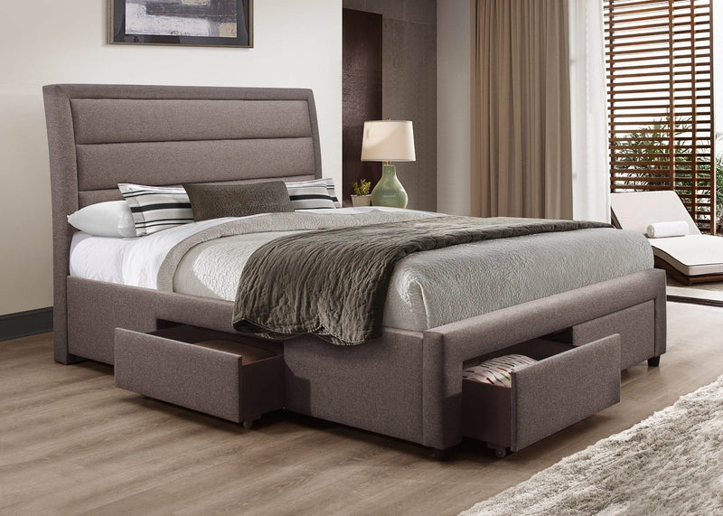 Megan Queen Bed Frame Light Grey with Base Drawers - Bedzy Australia