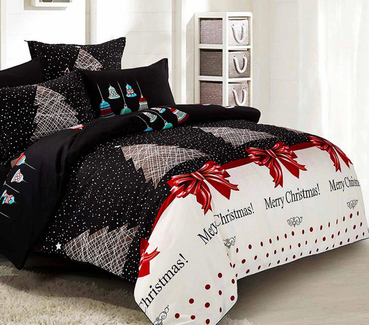 Merry Queen Size Christmas Quilt/Doona/Duvet Cover Set - Home & Garden > Bedding - Bedzy Australia
