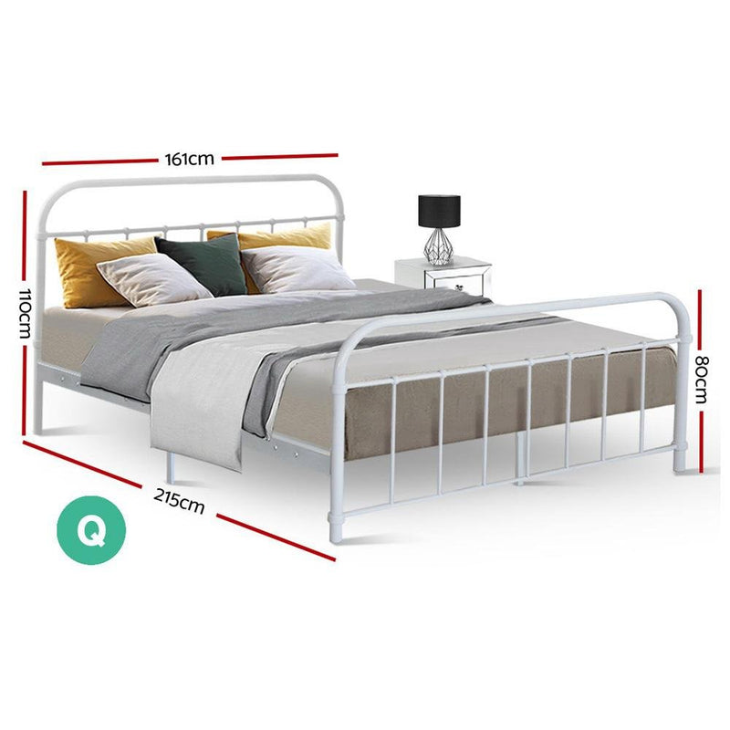 Metal Queen Bed Frame White - Bedzy Australia - Furniture > Bedroom