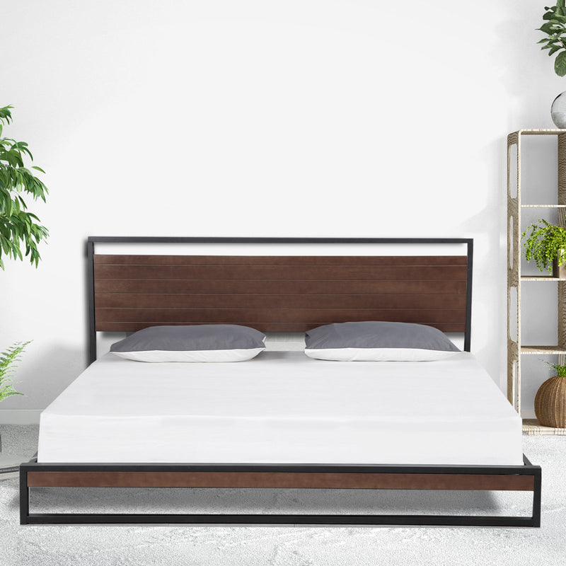 Milano Decor Azure Bed Frame with Headboard - Black - Double - Bedzy Australia