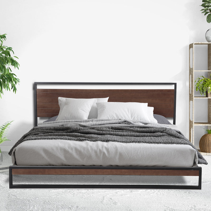 Milano Decor Azure Bed Frame with Headboard - Black - Double - Bedzy Australia