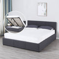 Milano Luxury Gas Lift Bed Frame w/ Headboard - Dark Grey - King