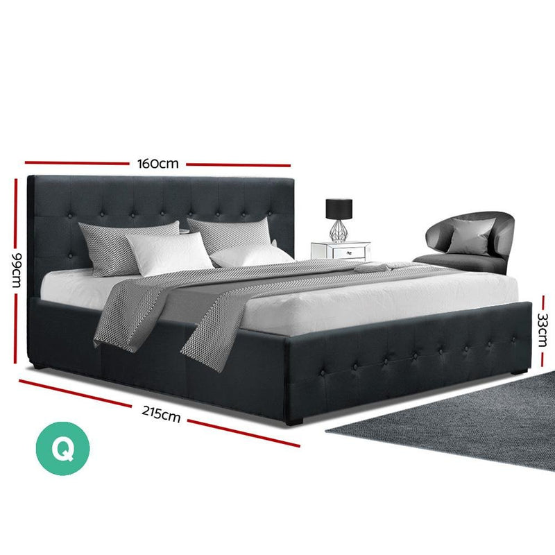 Mindil Storage Queen Bed Frame Charcoal - Bedzy Australia