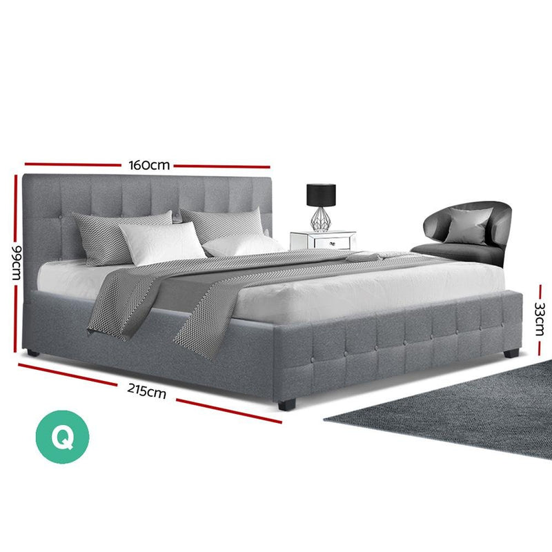 Mindil Storage Queen Bed Frame Grey - Bedzy Australia - Furniture > Bedroom