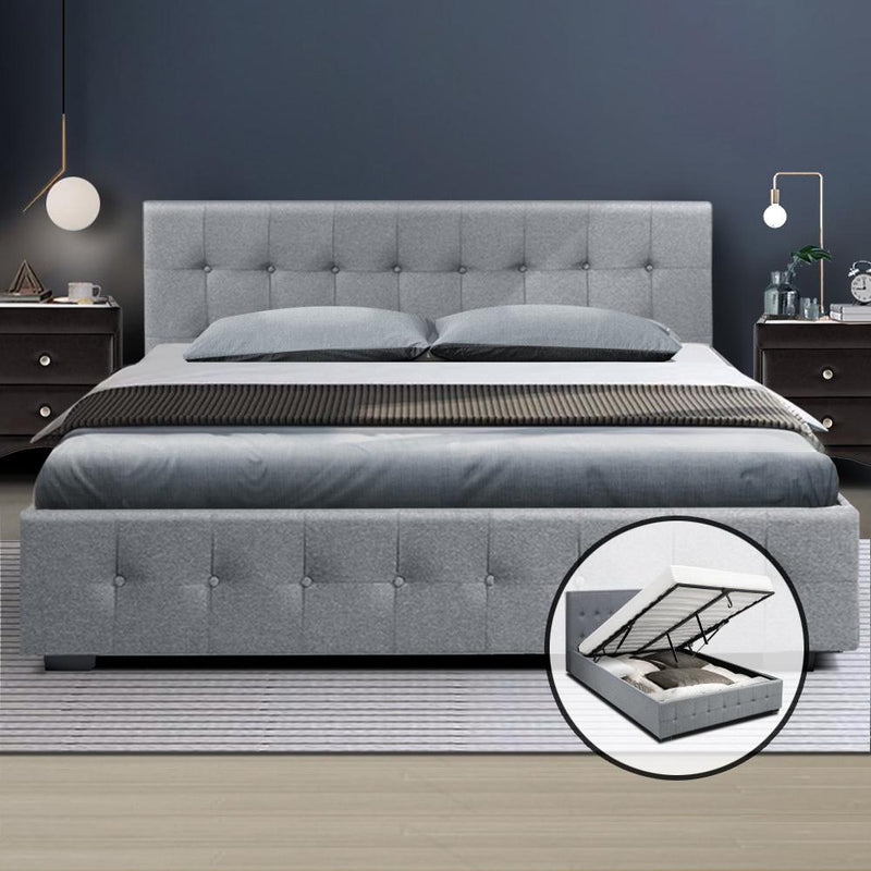 Mindil Storage Queen Bed Frame Grey - Bedzy Australia - Furniture > Bedroom