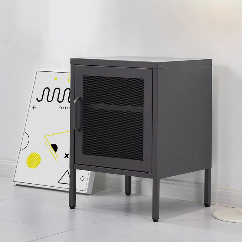 Mini Mesh Storage Cabinet Organizer Bedside Table Black - Bedzy Australia (ABN 18 642 972 209) - Furniture > Bedroom
