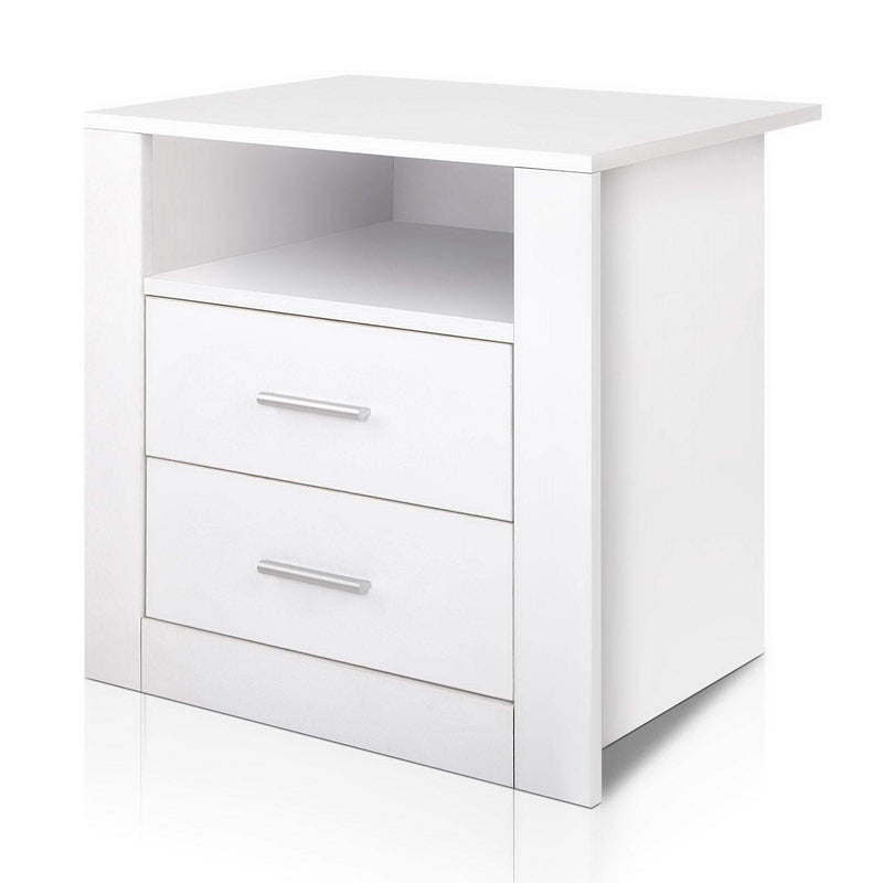 Modern Bedside Table With 2 Drawers White - Bedzy Australia