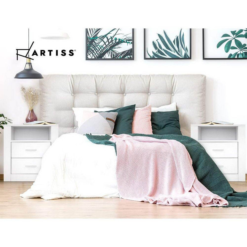 Modern Bedside Table With 2 Drawers White - Bedzy Australia - Furniture > Living Room