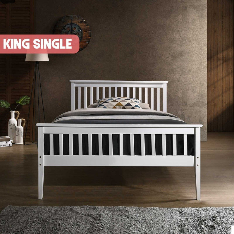 Modern Wooden King Single Bed Frame White - Bedzy Australia