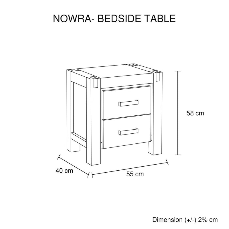 Nowra 2 Drawer Bedside Table - Bedzy Australia - Furniture > Bedroom