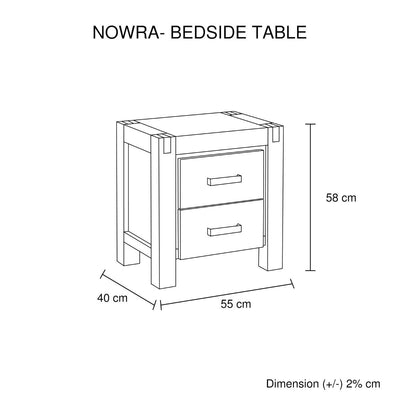 Nowra 2 Drawer Bedside Table - Bedzy Australia
