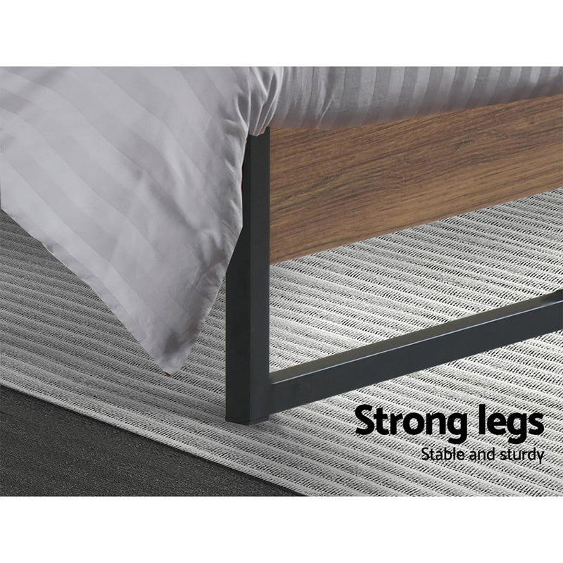 Oslo Metal & Wood Single Bed Frame - Bedzy Australia - Furniture > Bedroom