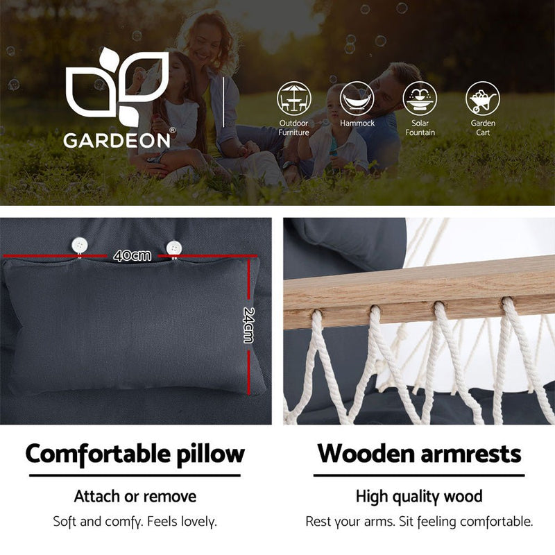 Outdoor Hammock Chair with Steel Stand Hanging Hammock Beach Grey - Bedzy Australia (ABN 18 642 972 209) - Furniture > Outdoor