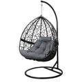 Outdoor Hanging Swing Chair with Cushion and Stand - Black
