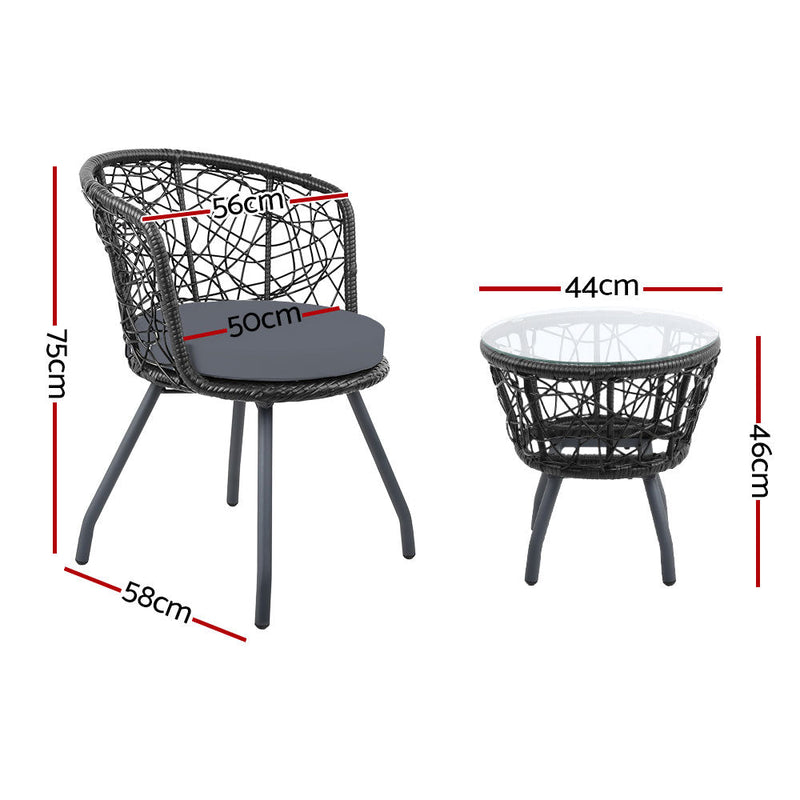 Outdoor Patio Chair and Table - Black - Bedzy Australia (ABN 18 642 972 209) - Furniture > Outdoor