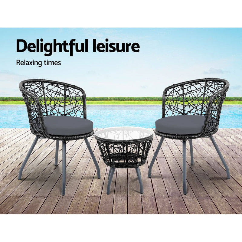Outdoor Patio Chair and Table - Black - Bedzy Australia (ABN 18 642 972 209) - Furniture > Outdoor