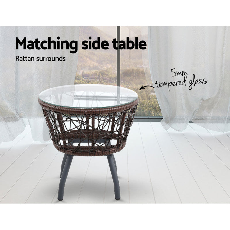 Outdoor Patio Chair and Table - Brown - Bedzy Australia (ABN 18 642 972 209) - Furniture > Outdoor