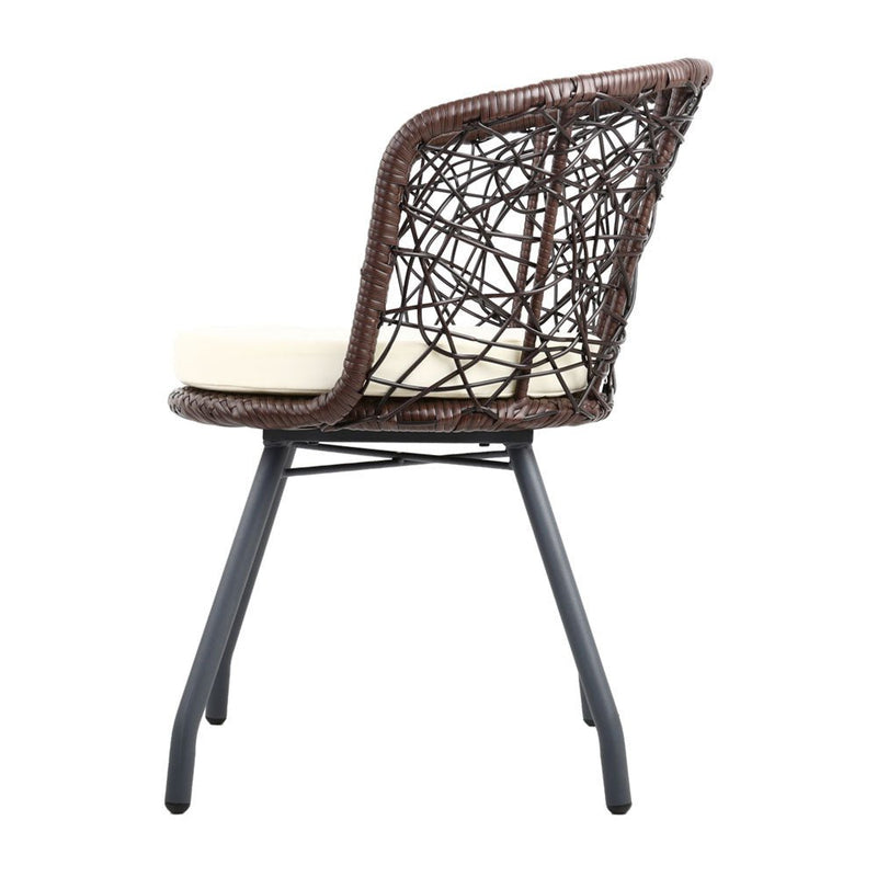 Outdoor Patio Chair and Table - Brown - Furniture > Outdoor - Bedzy Australia