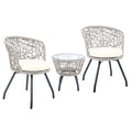 Outdoor Rattan 3-Piece Patio Chair and Side Table Set - Grey