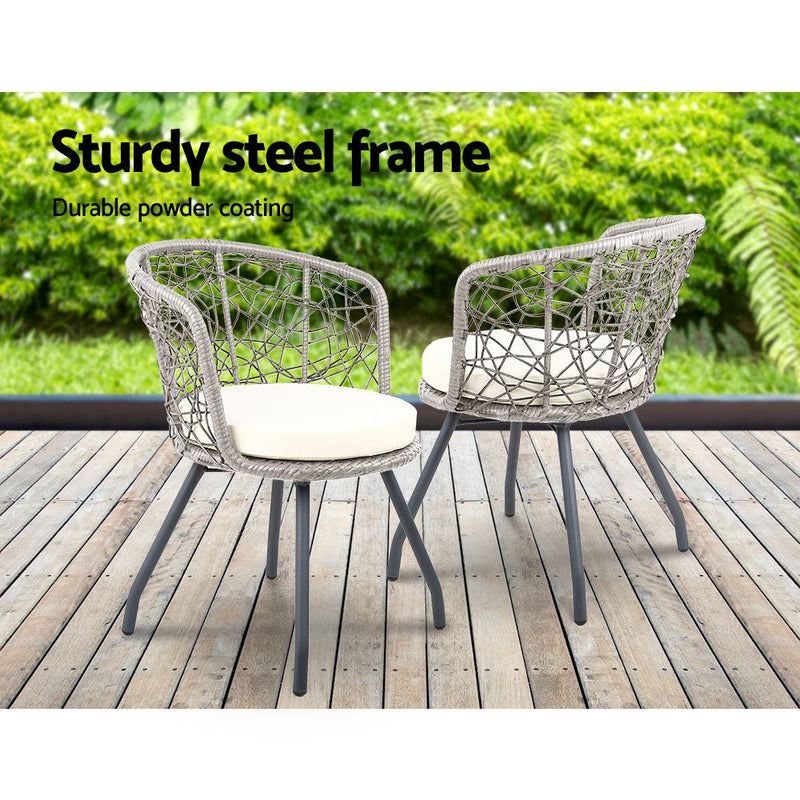 Outdoor Patio Chair and Table - Grey - Furniture > Outdoor - Bedzy Australia