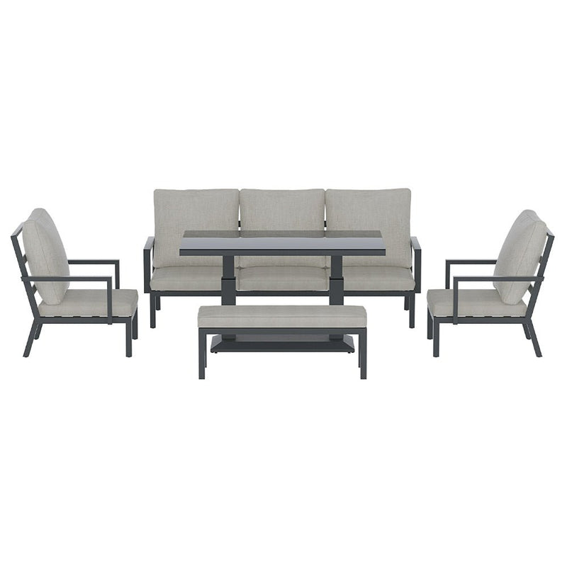 Torquay Outdoor Aluminium 7 Seater Lounge Set - Grey - Furniture > Outdoor - Bedzy Australia