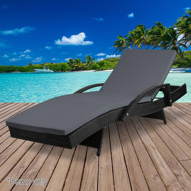Outdoor Sun Lounge - Black - Bedzy Australia - Furniture > Outdoor