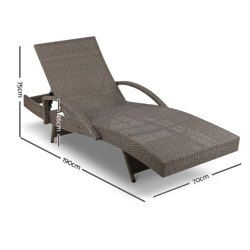 Bianca Outdoor Sun Lounger Chair with Cushion - Grey - Furniture > Outdoor - Bedzy Australia