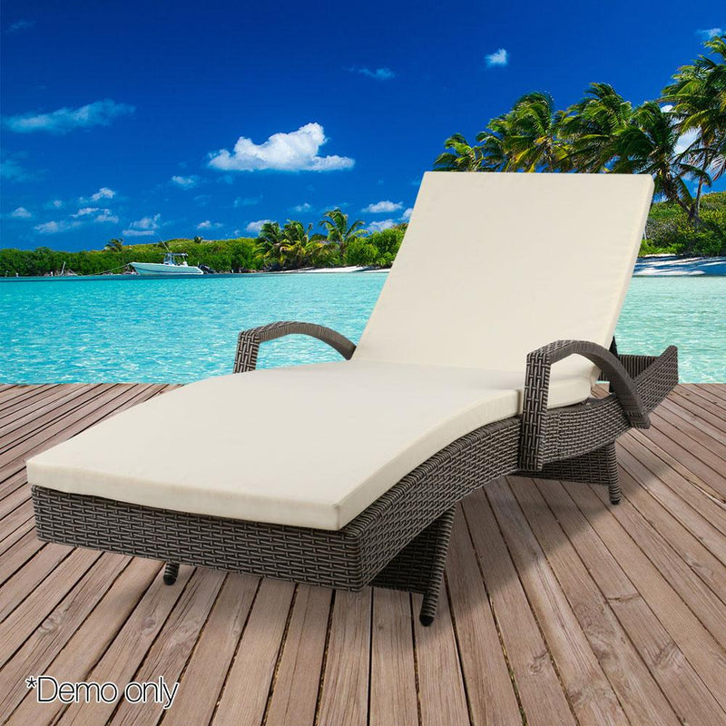 Bianca Outdoor Sun Lounger Chair with Cushion - Grey - Furniture > Outdoor - Bedzy Australia