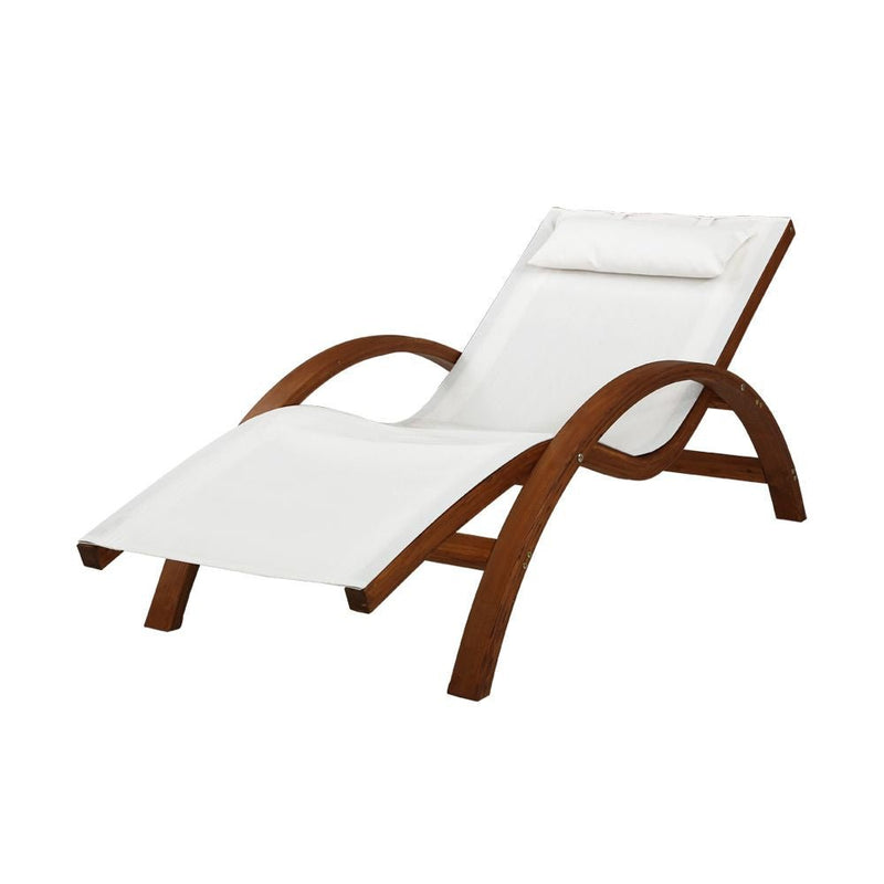 Outdoor Wooden Curved Sun Lounge Chair - Bedzy Australia (ABN 18 642 972 209) - Home & Garden > Garden Furniture