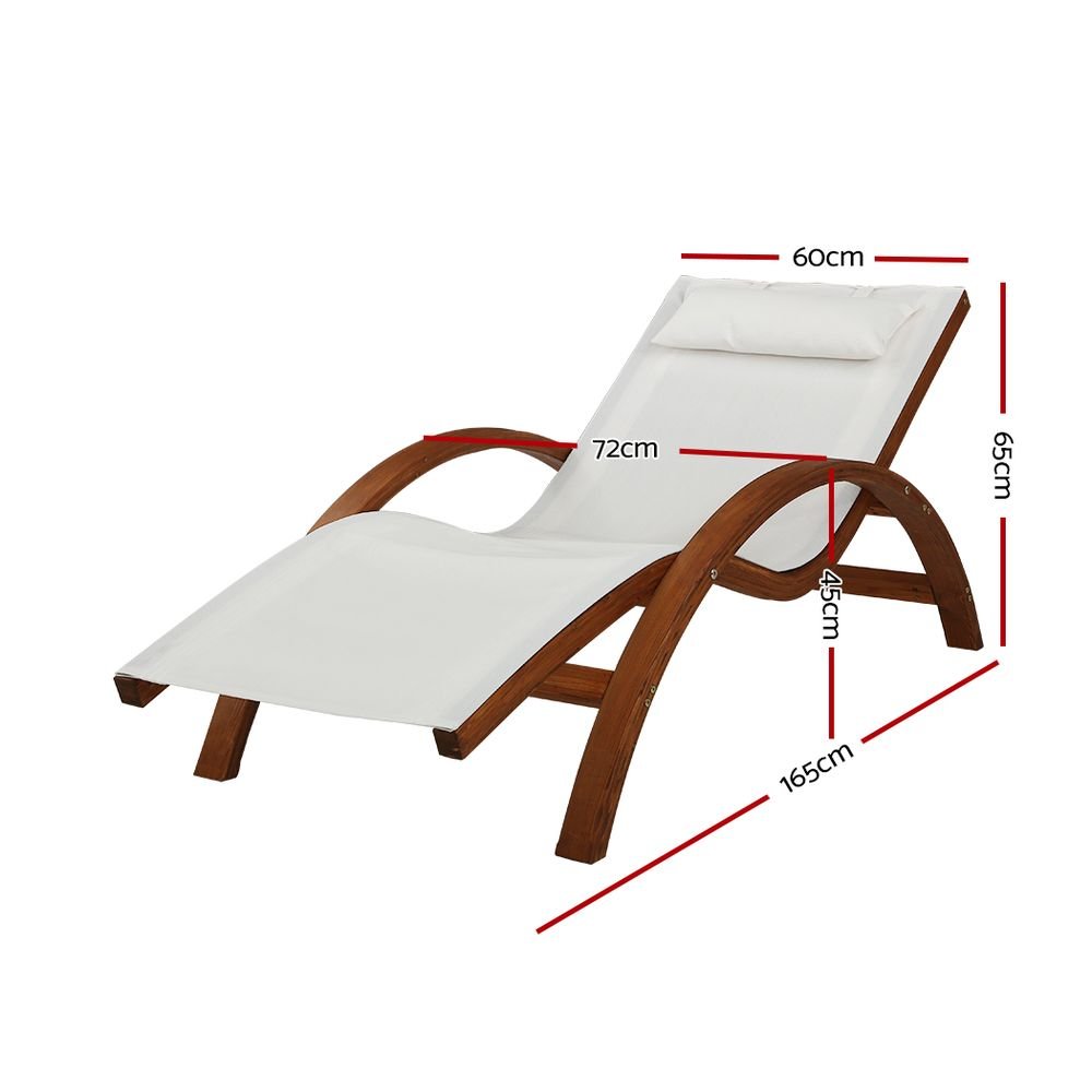 Outdoor Wooden Curved Sun Lounge Chair - Home & Garden > Garden Furniture - Bedzy Australia