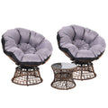 Papasan Chair and Side Table Set - Brown