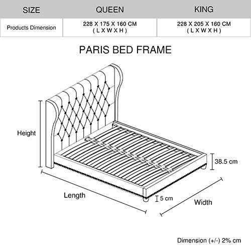Bedzy Luxe French Provincial Queen Size Bed Frame - Grey - Bedzy Australia