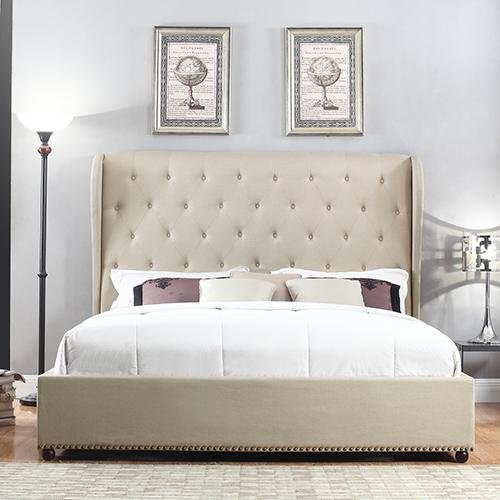Bedzy Luxe French Provincial King Size Bed Frame - Beige - Bedzy Australia