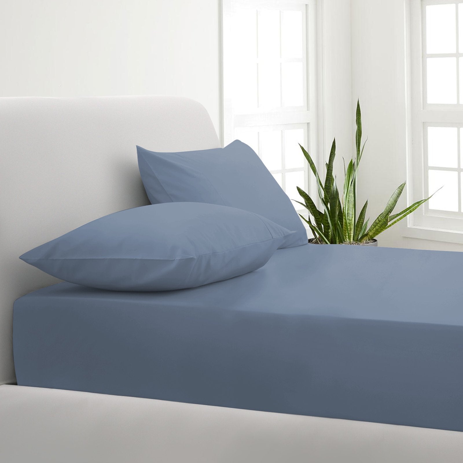 Park Avenue 1000TC Cotton Blend Sheet & Pillowcases Set Hotel Quality Bedding King Blue Fog - Bedzy Australia