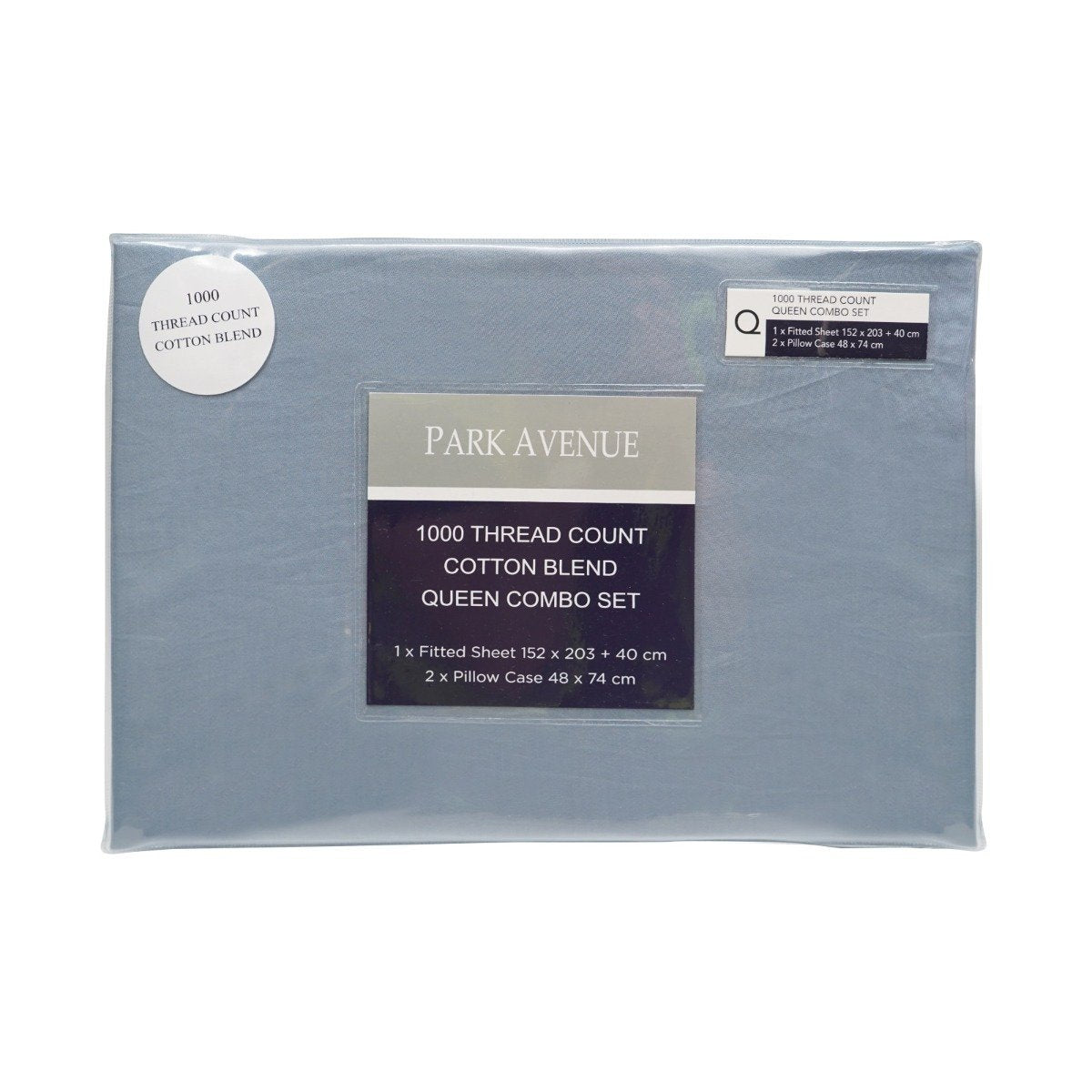 Park Avenue 1000TC Cotton Blend Sheet & Pillowcases Set Hotel Quality Bedding Single Blue Fog - Bedzy Australia