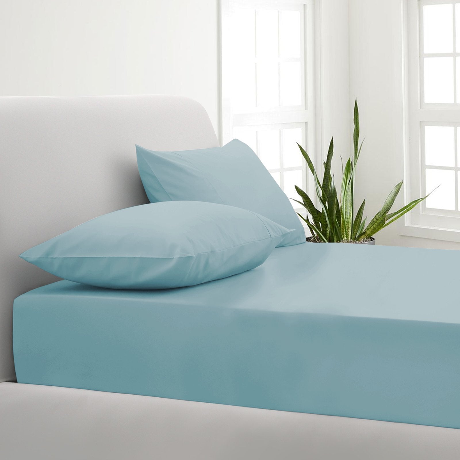 Park Avenue 1000TC Cotton Blend Sheet & Pillowcases Set Hotel Quality Bedding Single Mist - Bedzy Australia