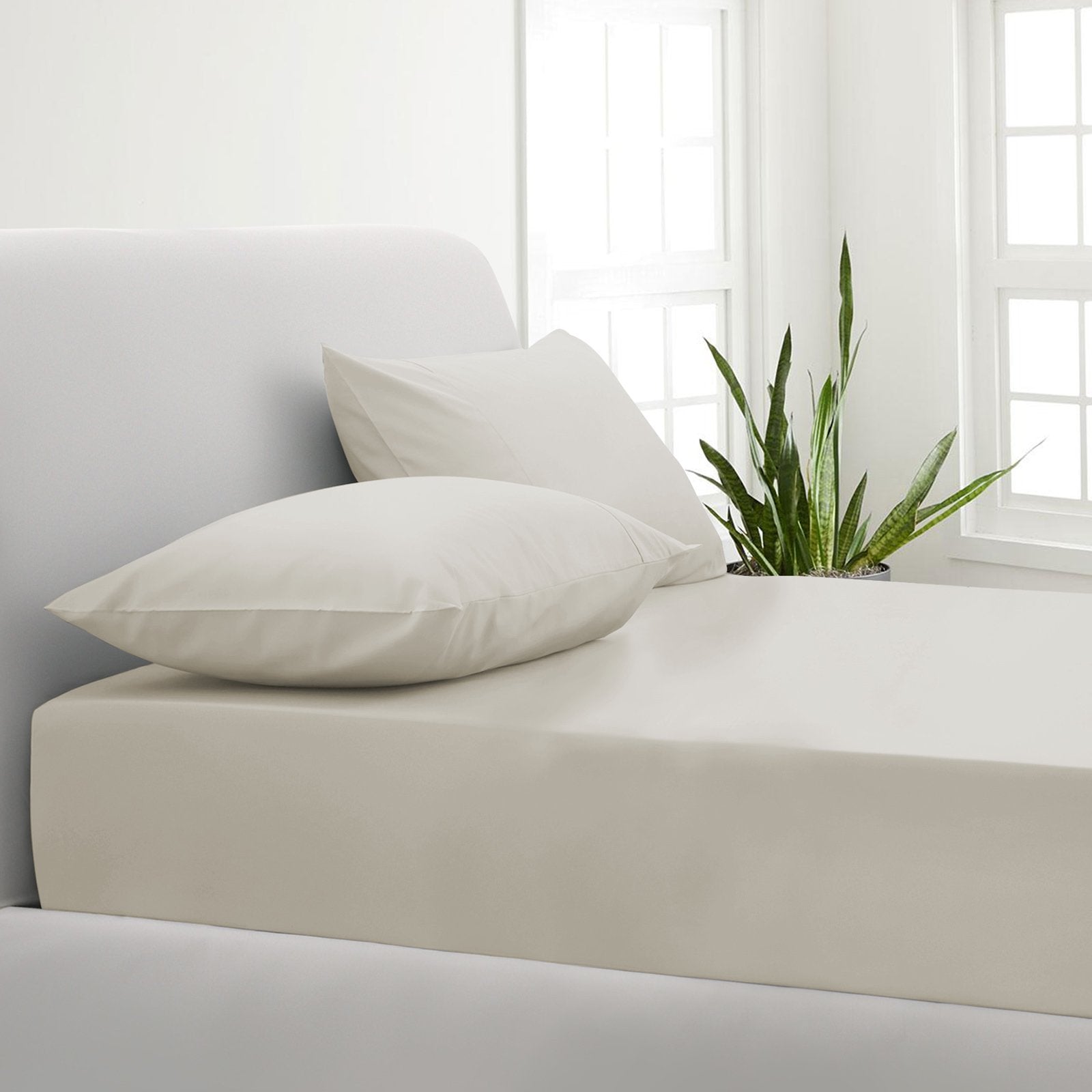 Park Avenue 1000TC Cotton Blend Sheet & Pillowcases Set Hotel Quality Bedding Single Pebble - Bedzy Australia