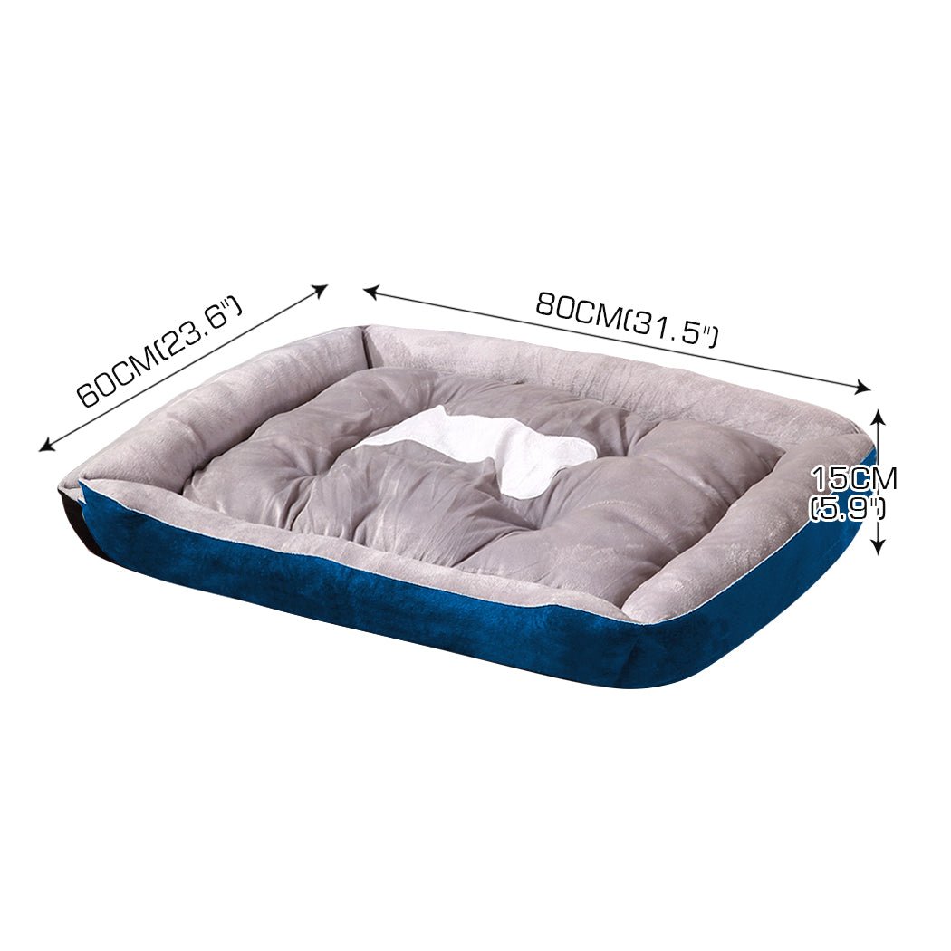 Pet Bed Dog Beds Bedding Mattress Mat Cushion Soft Pad Pads Mats L Navy - Bedzy Australia