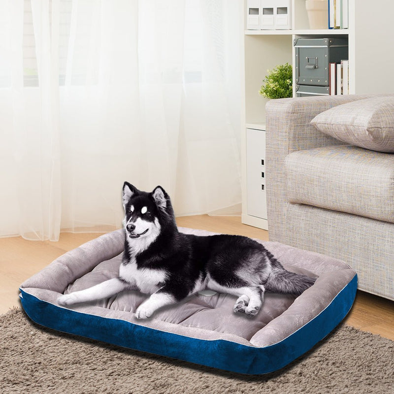 Pet Bed Dog Beds Bedding Mattress Mat Cushion Soft Pad Pads Mats L Navy - Bedzy Australia
