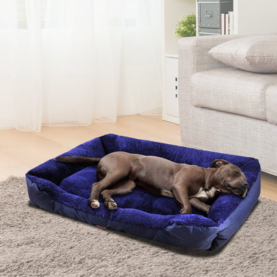 Pet Bed Mattress Dog Cat Pad Mat Cushion Soft Winter Warm Large Blue - Bedzy Australia