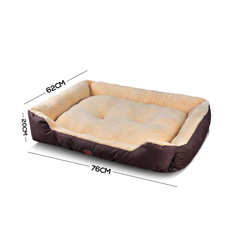 Pet Bed Mattress Dog Cat Pad Mat Cushion Soft Winter Warm Large Brown - Bedzy Australia