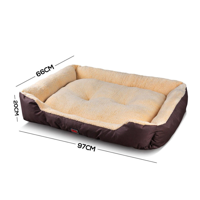 Pet Bed Mattress Dog Cat Pad Mat Cushion Soft Winter Warm X Large Brown - Bedzy Australia