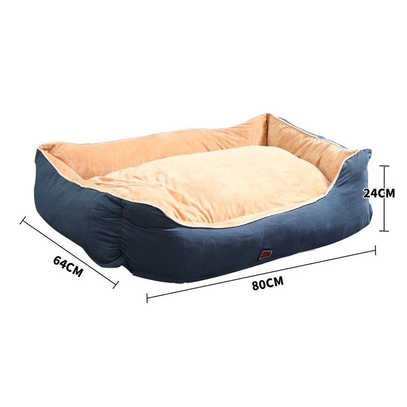 Pet Bed Mattress Dog Cat Pad Mat Puppy Cushion Soft Warm Washable L Blue - Bedzy Australia