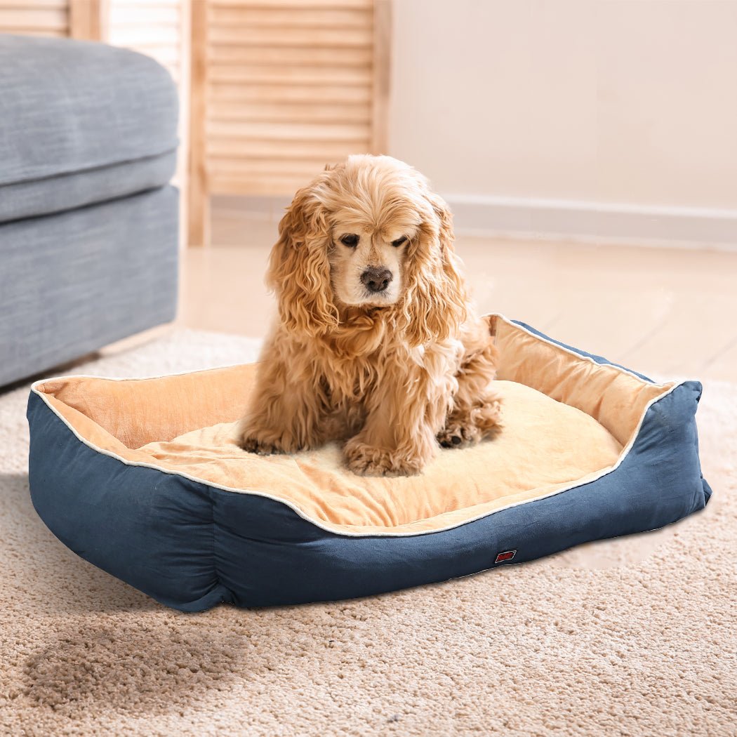 Pet Bed Mattress Dog Cat Pad Mat Puppy Cushion Soft Warm Washable M Blue - Bedzy Australia
