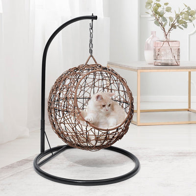 Rattan Cat Beds Elevated Puppy Wicker Hanging Basket Swinging Egg Chair - Bedzy Australia