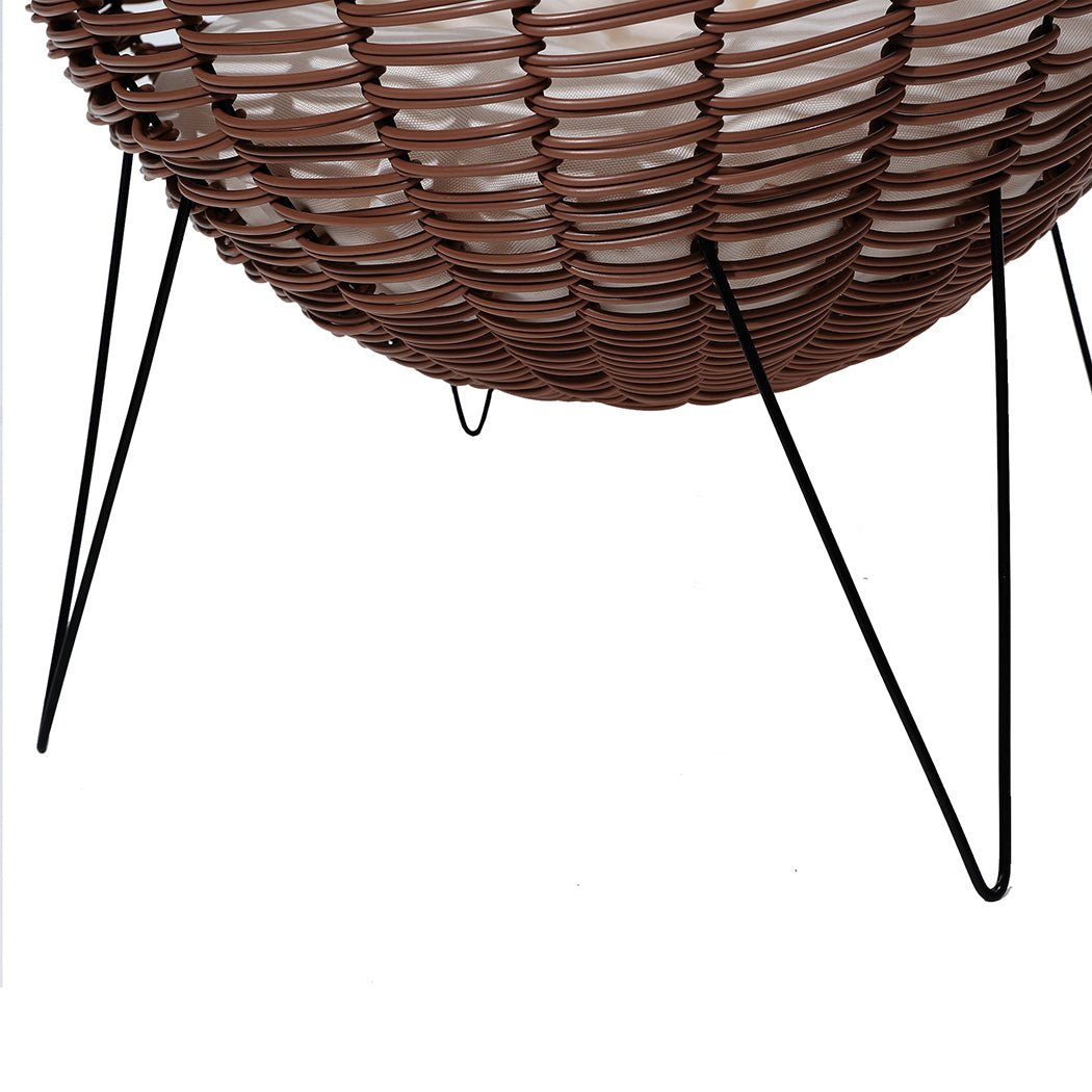 Rattan Pet Bed Elevated Cat Dog House Round Wicker Basket Kennel Egg Shape - Bedzy Australia