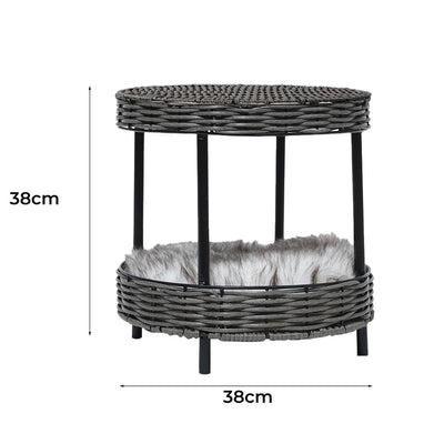 Rattan Pet Bed Elevated Raised Cat Dog House Wicker Basket Kennel Table - Bedzy Australia