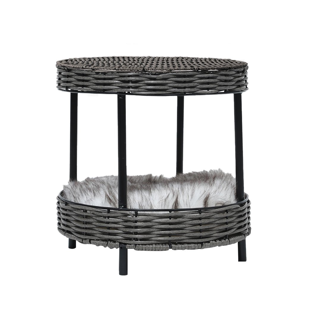 Rattan Pet Bed Elevated Raised Cat Dog House Wicker Basket Kennel Table - Bedzy Australia